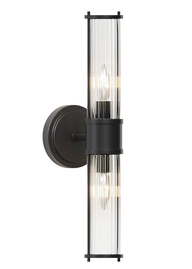 Bathroom Sconce Wall Lighting - Black Bathroom Vanity Light Fixture Vertical and Horizontal Wall Mount 2-Light Modern Indoor Wall Light for Hallway Li