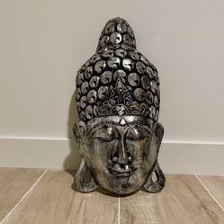 Silver Serenity Wooden Buddha Mask 