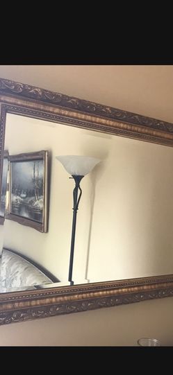 Beveled edge mirror W Gold Frame