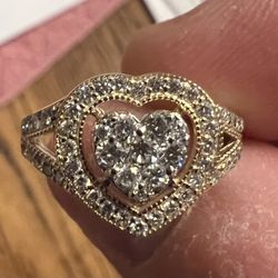 Woman’s Diamond Heart Ring. Size 7