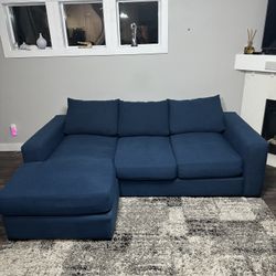 Jonathan Louis Deep Blue Reversible Chaise Sofa – Excellent Condition!