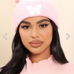 Fashion Nova Butterfly Princess Beanie  - Pink, Women 