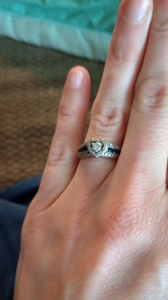 Platinum Ring (Platinum And Silver) Sapphire And Diamond