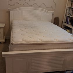 Queen Size Bed, Night Table And Bookcase