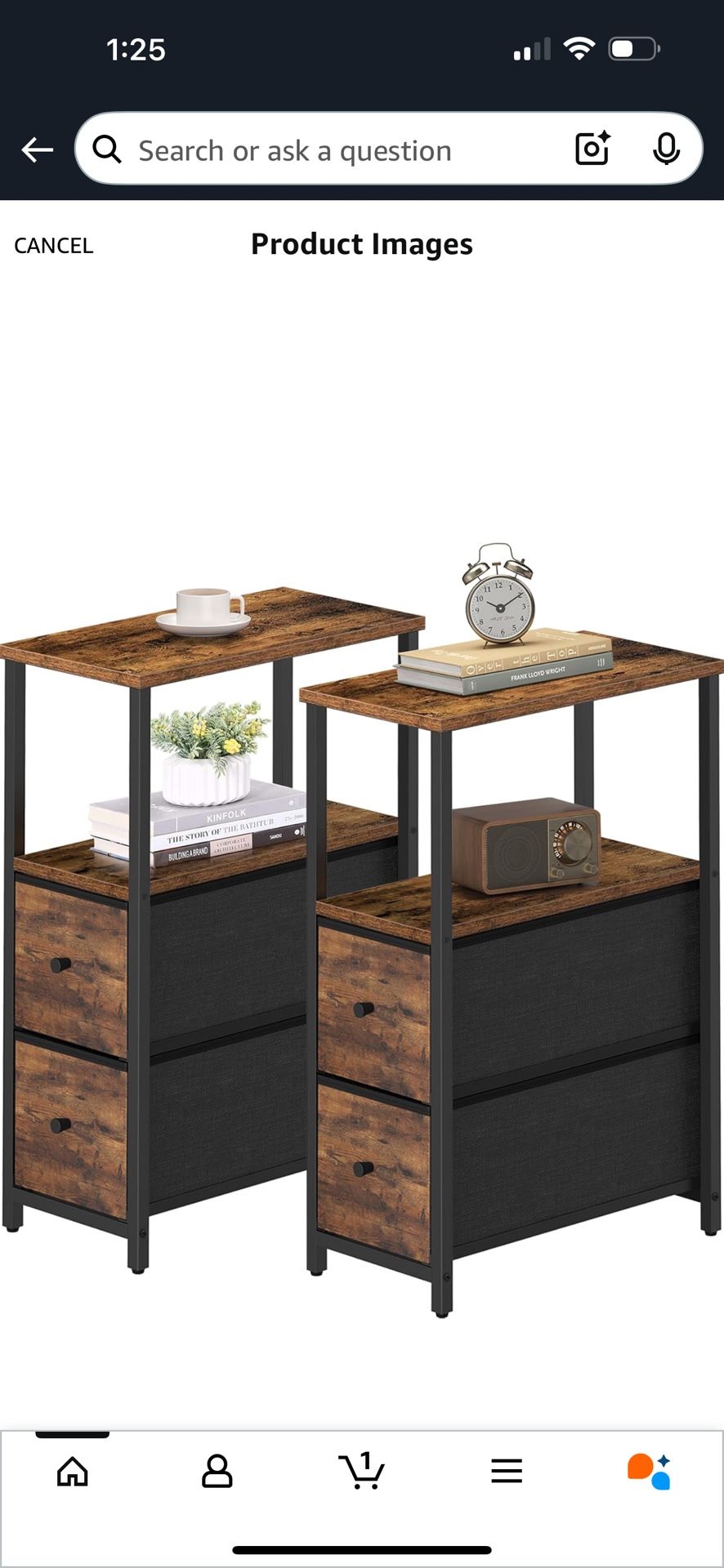 TUTOTAK Small Narrow End Table Set of 2