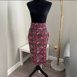 Fashion Nene Womens Floral Stretch Pull On Midi Pencil Skirt Size Large
