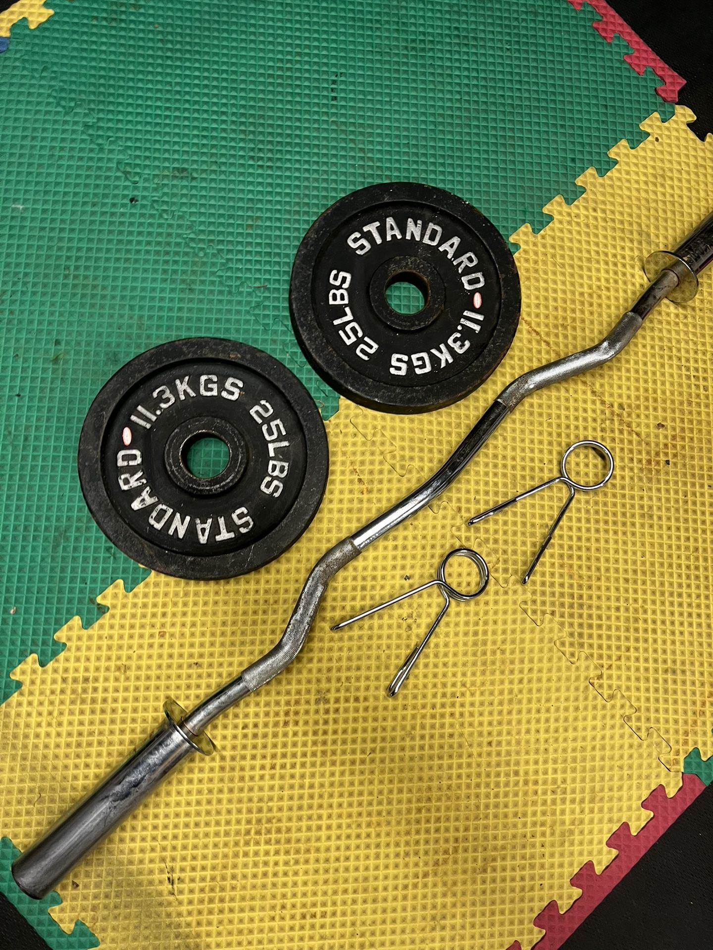 2 Inch Olympic Curl Bar With Weights 