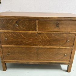 Vintage Wooden Dresser With Mirror