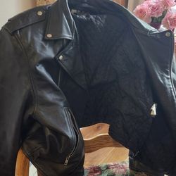 Vintage FMC Black Leather Motorcycle Jacket 
