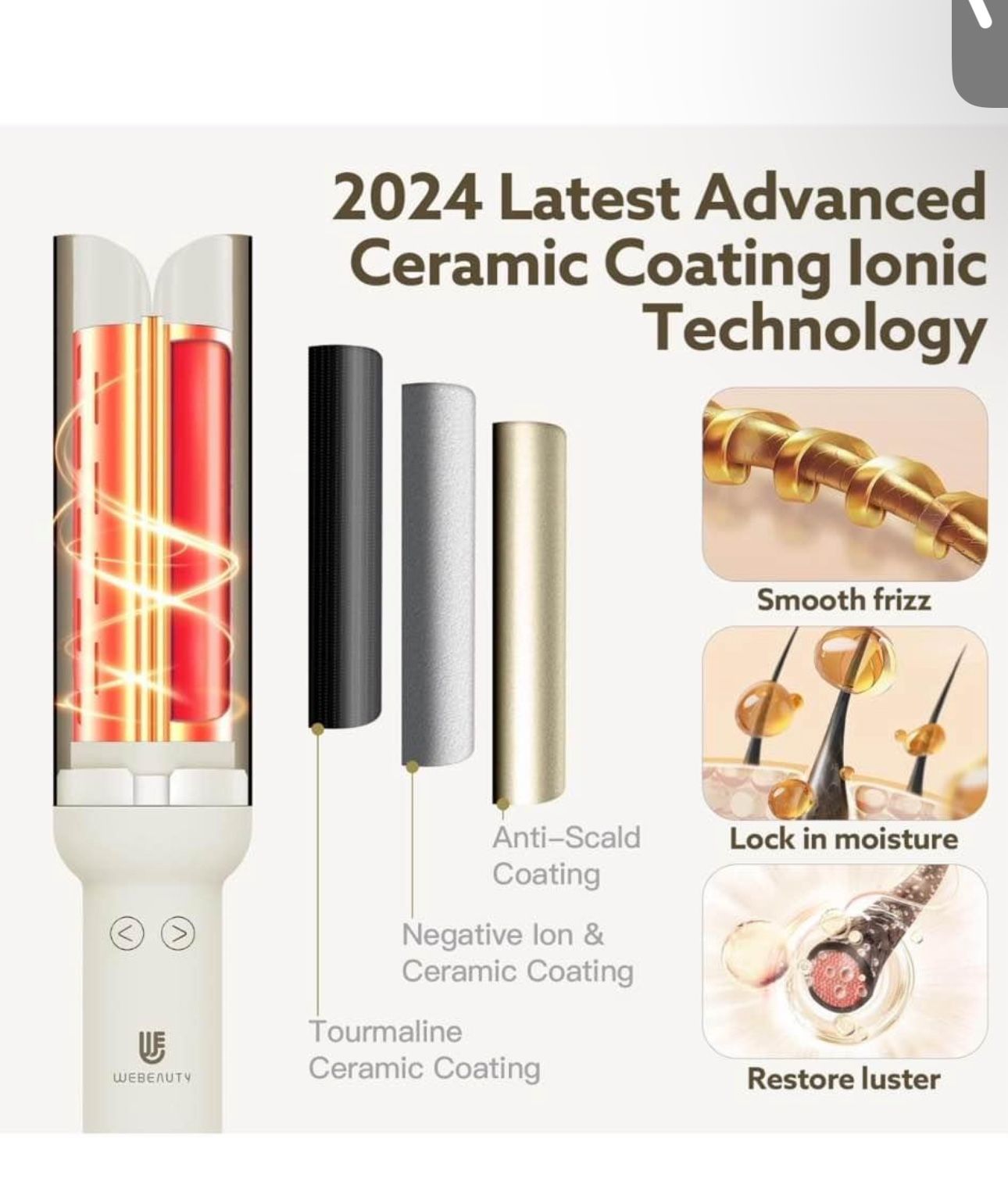 NEW! Rotating Curling Iron Hair Curler: Anti-Scald Automatic Curling Wand 1.25 Inch Adjustable