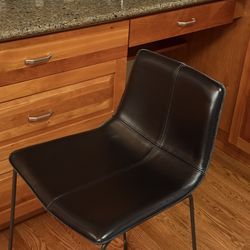 West Elm Slope Counter Stool, Sierra Leather, Licorice, Charcoal