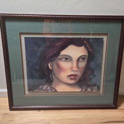 Miguel Martinez Woman Portrait Framed Art Print 1992 30x36"
