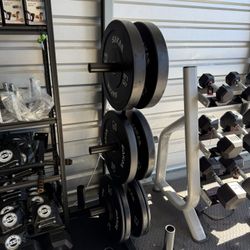 5,10,25,35,45lb rubber Olympic plates with rack for the plates and bars. New in box 📦 $340