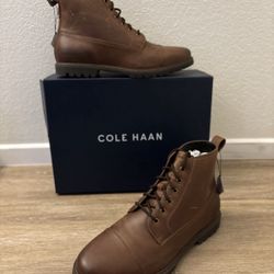 COLE HAAN Men's Grand Lug Boots Sz 8 Bayou Color Lightweight NIB C39937 NEW