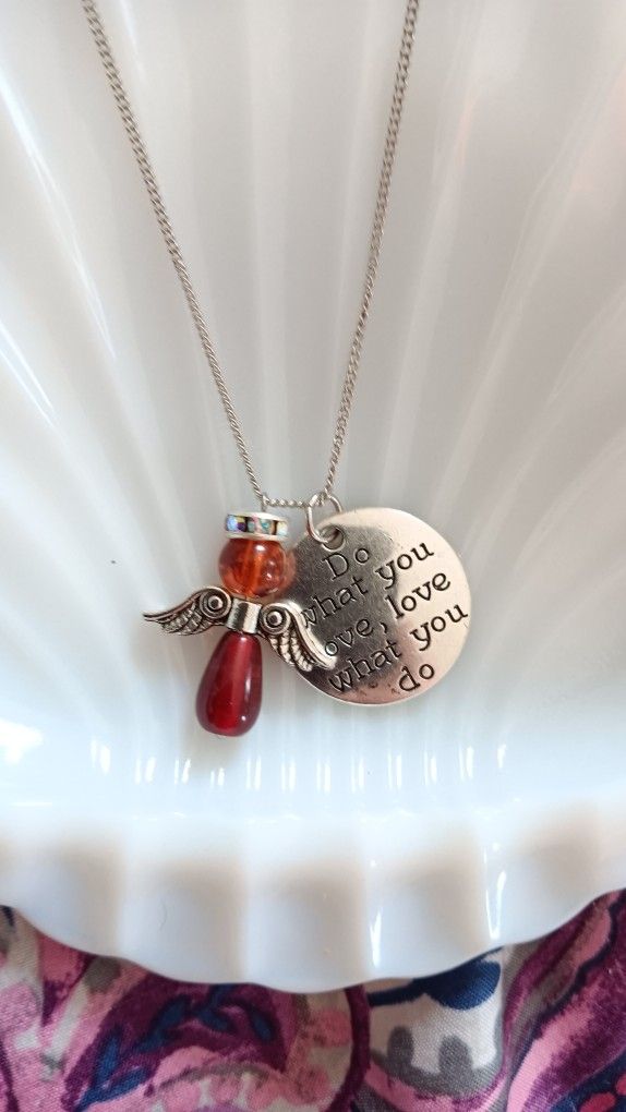 Do What You Love Angel With Silver Chain