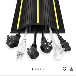 6.5ft Heavy Duty Floor Cord Cover 3 Channel Black Yellow