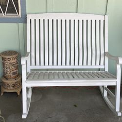 White Double Seater Rocking Chair