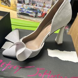 Betsy Johnson White Sparkle Heels 