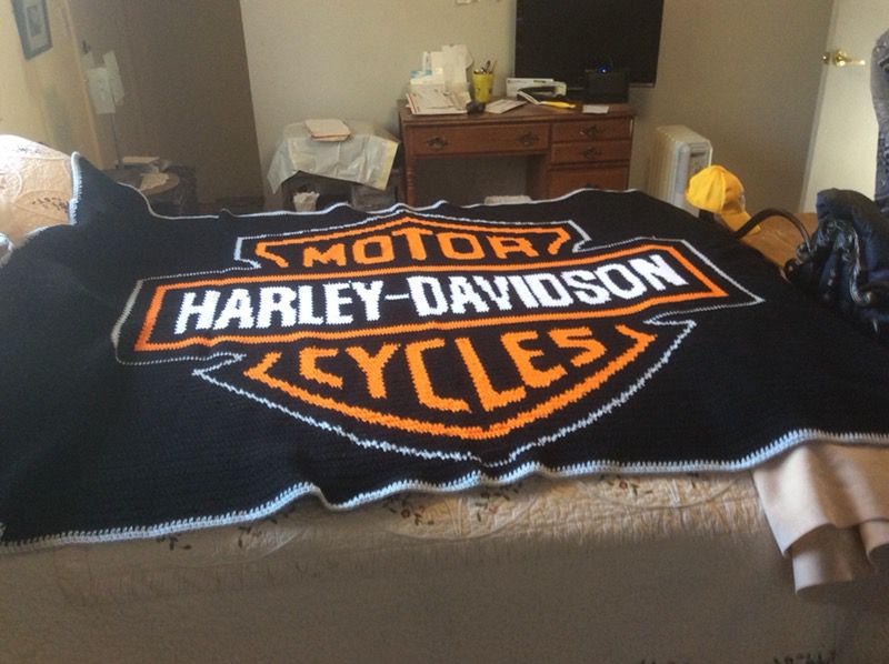 Harley Davidson Knitted Blanket
