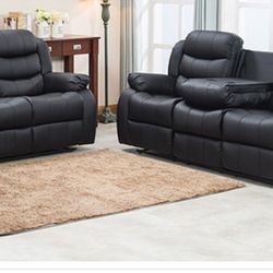 New Black Reclinable Sofa And Loveseat 