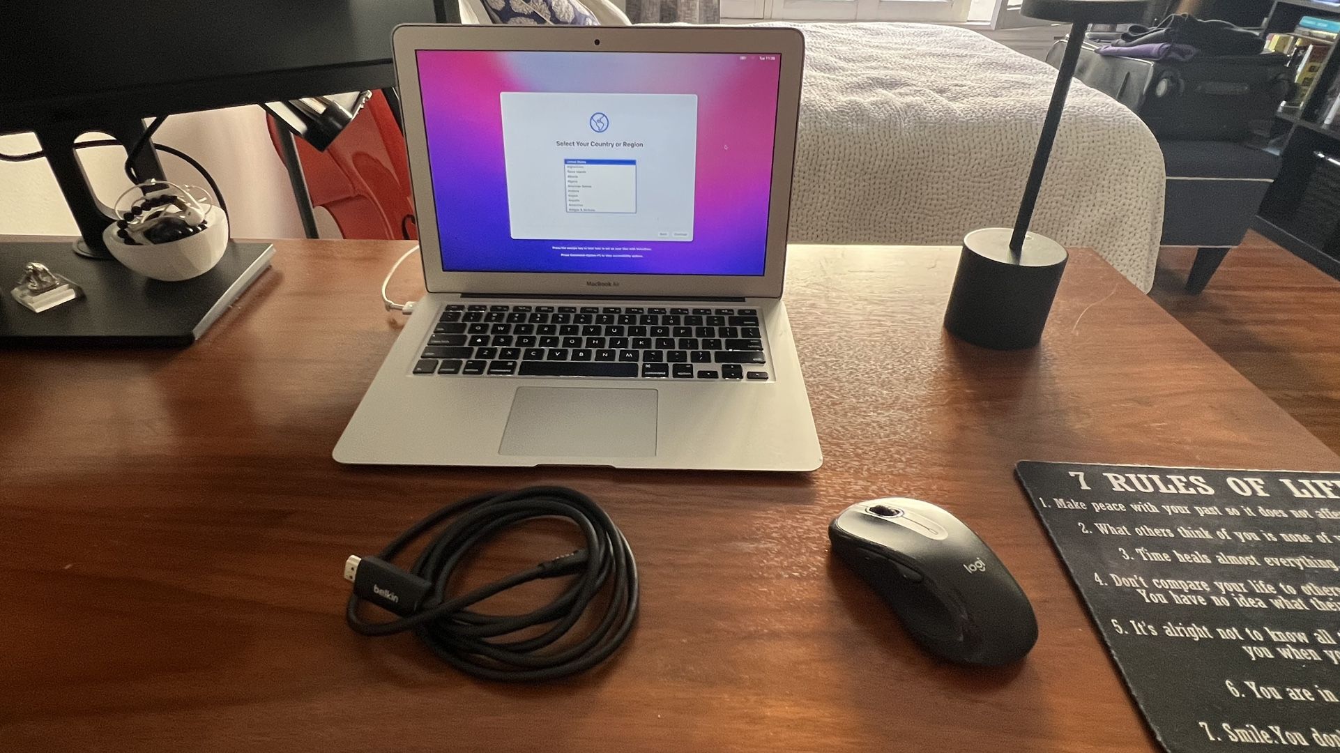 MacBook Air 13 inch With Power Cord, Logic Mouse and Thunderbolt to HDMI Cable