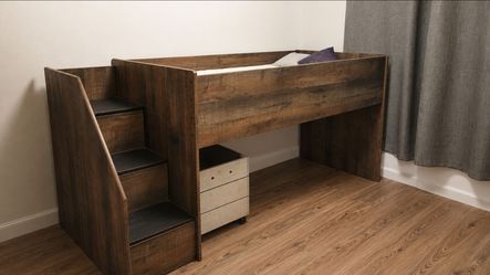 Twin wooden loft bed