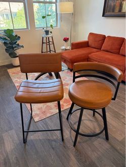 Individual or Set of 2 Faux Leather Bar Stools