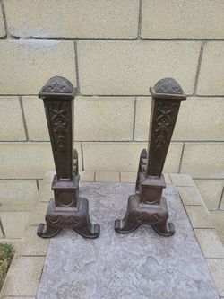 Antique fireplace andirons