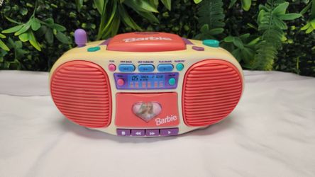 Vintage 1998 Mattel Barbie Dance With Me Talking Boombox CD Cassette Radio Tested Working