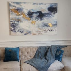 Golden Drift: Abstract Oceanic Canvas Art