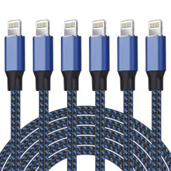 iPhone Charger  Lightning Cable 6PACK-3/3/6/6/6/10 FT Nylon Braided iPhone Charger Cord High Speed Cord for iPhone 14/13/12/11 Pr