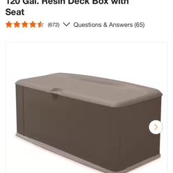 120 Gal. Resin Deck Box with Seat