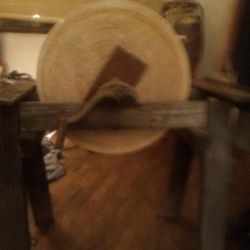 Antique Grinding Wheel With Brackets And Crank 