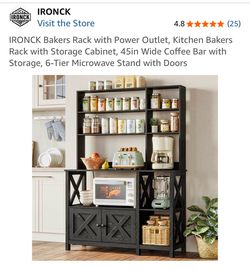 IRONCK Bakers Rack with Power Outlet - Brand New Sealed
