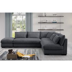 New! Corduroy Sectional, Sectional Sofa, Sectionals, Couch, Sofa, Sectional Couch, Sofa, Large Sofa, Sofa And Ottoman, Sectional, Grey Sectional