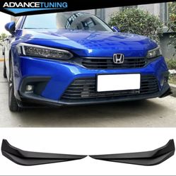 Fits 2022 Honda Civic 11th HPD Style 2PCS Front Bumper Splitters Matte Black-PP