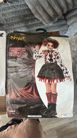 Sinister clown costume girls large 10-12