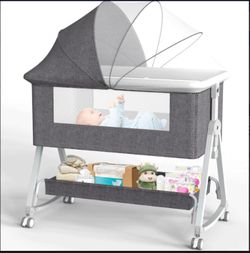 G TALECO GEAR Baby Bassinet Bedside Sleeper, Height Adjustment, Gray (Brand New)