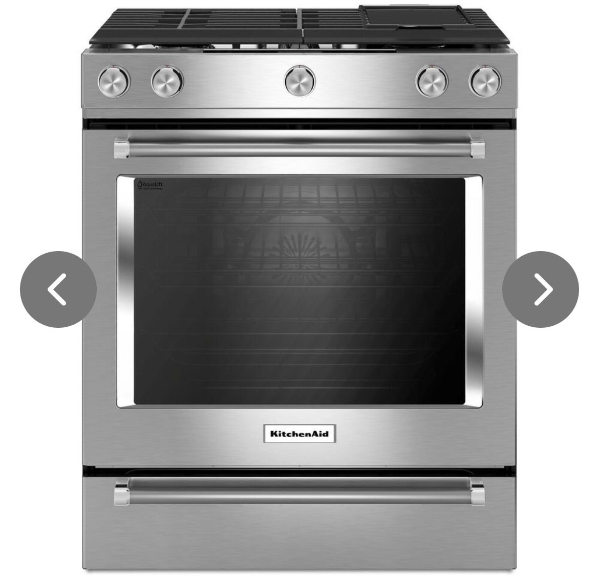 KitchenAid® 30" 6.5 cu.ft. Stainless Steel Slide-In Gas Range with Convection