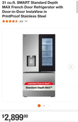 31 cu.ft. SMART Standard Depth MAX French Door Refrigerator with Door-in-Door InstaView in PrintProof Stainless Steel  1500  New   Delivery available