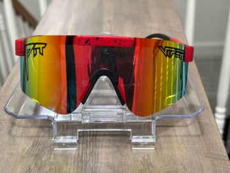 Pit Viper Shield Wraparound Cycling Sunglasses Red Plastic Mirrored Multi UV400