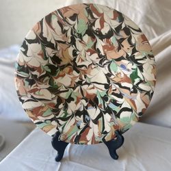 🌟 Vintage 16.5” Decorative Platter – Marbled Abstract Design 🌟