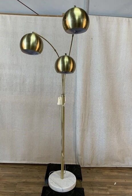 H-Welldone Mid Century Modern Brass & Marble Floor Lamp