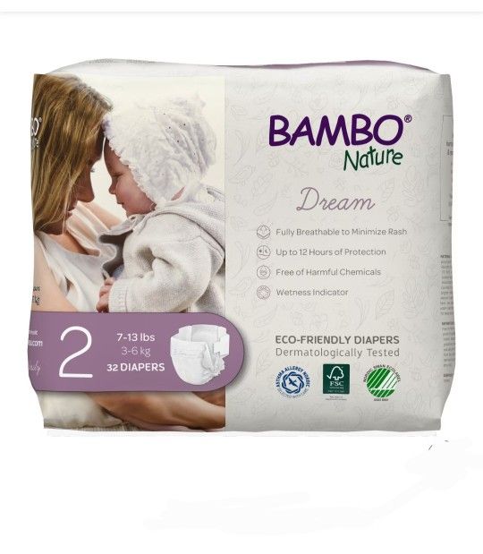 Bambo Nature Dream Disposable Diapers, Eco-Friendly, Size 2, 32 Count