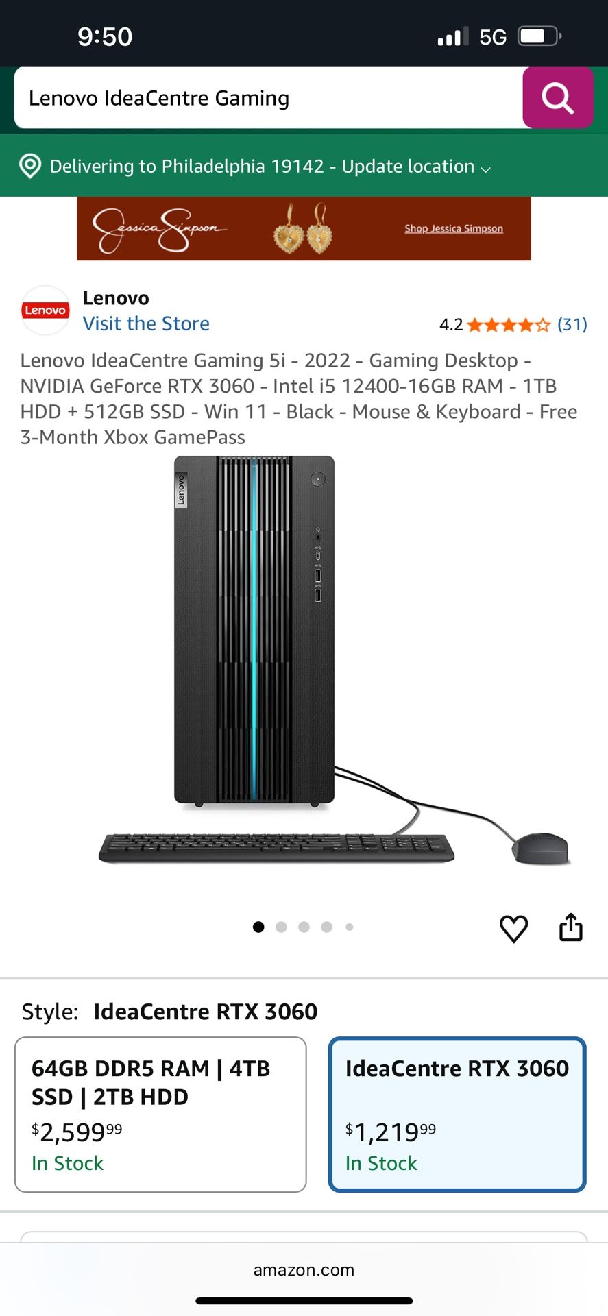 Lenovo IdeaCentre Gaming 5i - 2022 - Gaming Desktop - NVIDIA GeForce RTX 3060 - Intel i5 12400-16GB RAM - 1TB HDD + 512GB SSD