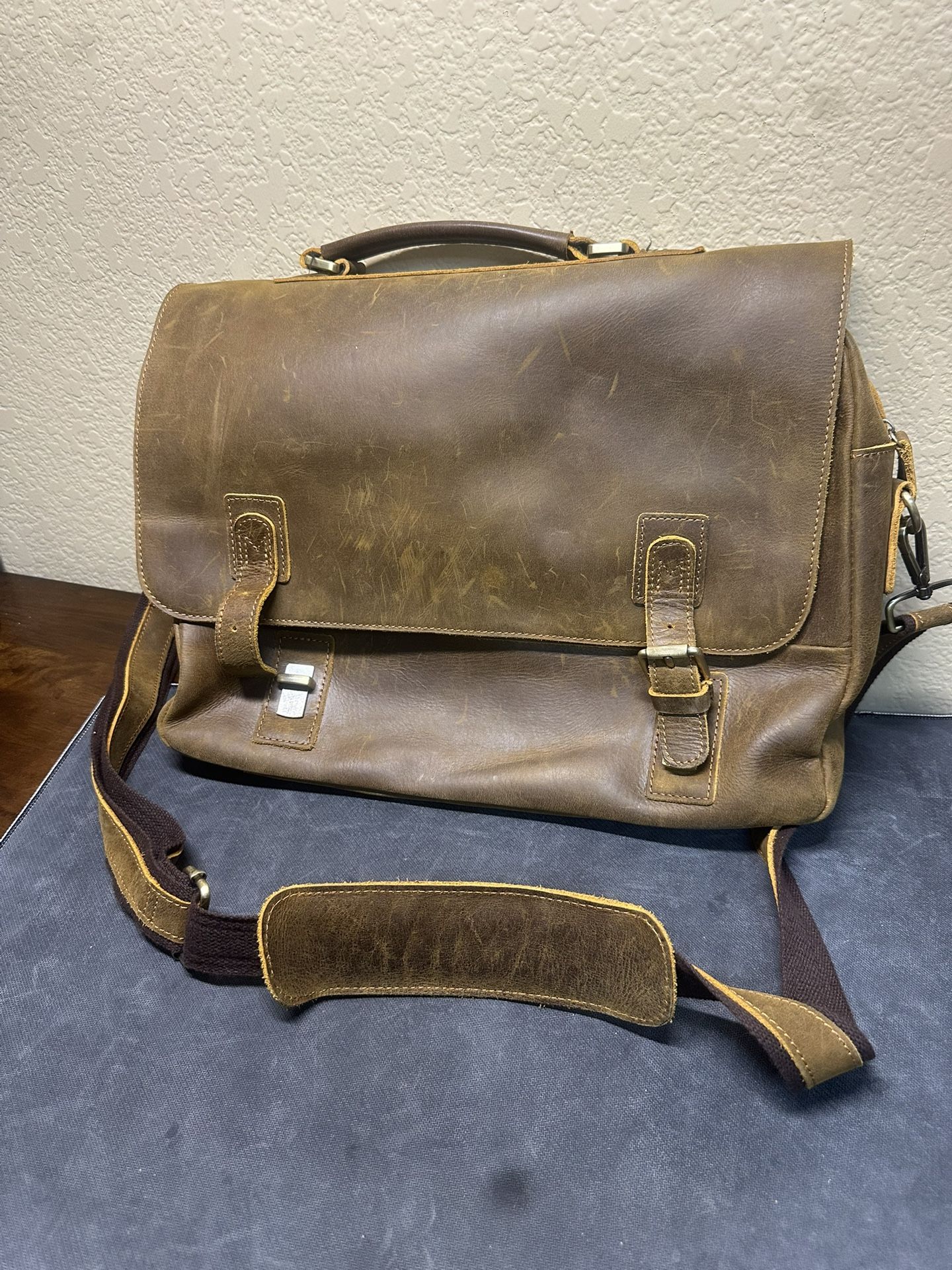 Jack&Chris Leather Brown Briefcase Laptop Messenger Bag