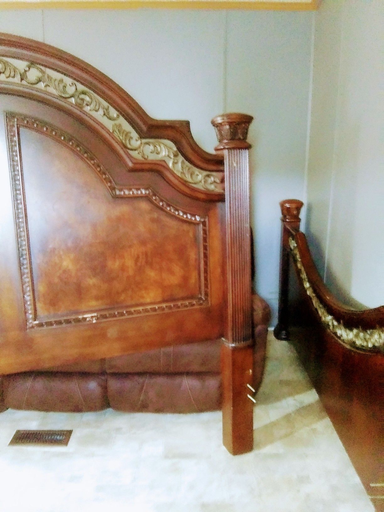 Wood King size bed frame and dresser