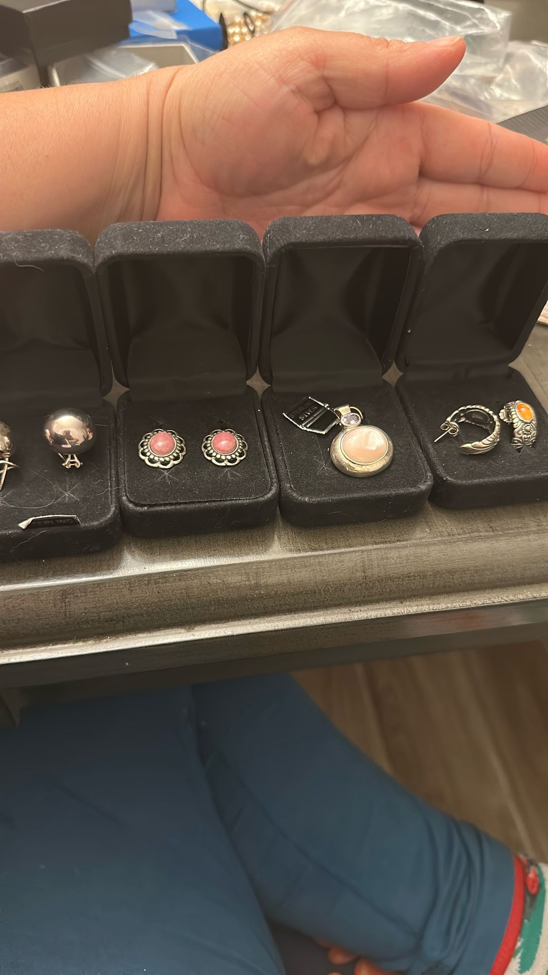 Silver Earrings And Pendant 