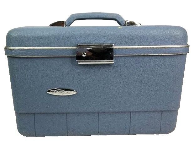 Vintage Forecast Vanity Train Case Hard Sides Zippered Pouch