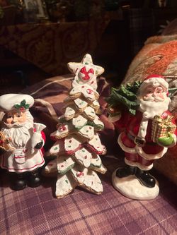 Christmas Santa and Cookie Tree Figurine Set